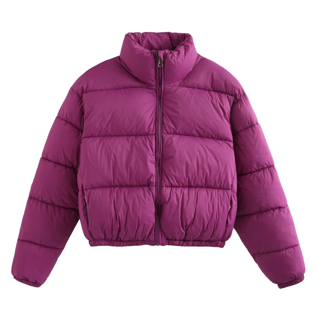 Women Clothing Thickening Stand Collar Cotton Coat Jacket Autumn Winter Fashionable Warm Zipper Cotton Padded Coat