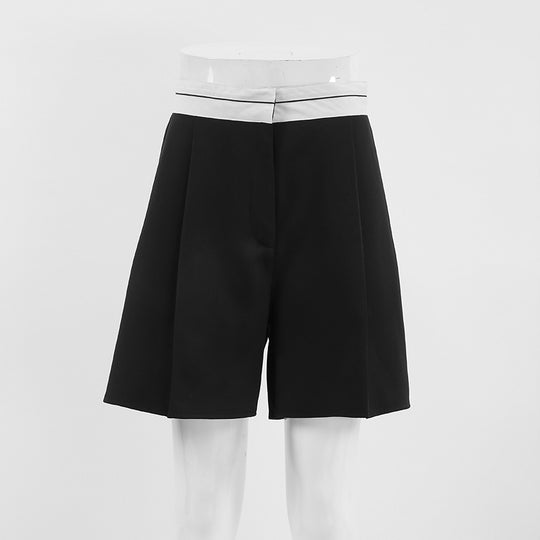 Black Special High Waist Wide Leg Shorts Summer Arrival Casual Pants