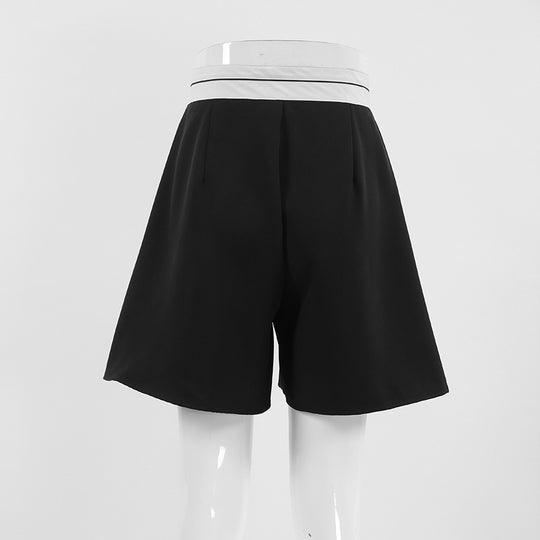 Black Special High Waist Wide Leg Shorts Summer Arrival Casual Pants
