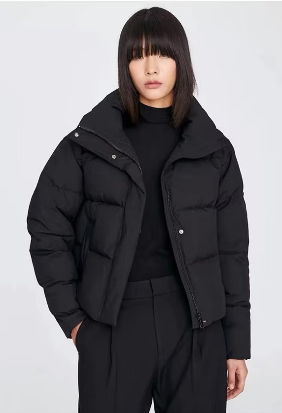 Autumn Winter Office Short Korean Jacket Brown Cotton Padded Coat
