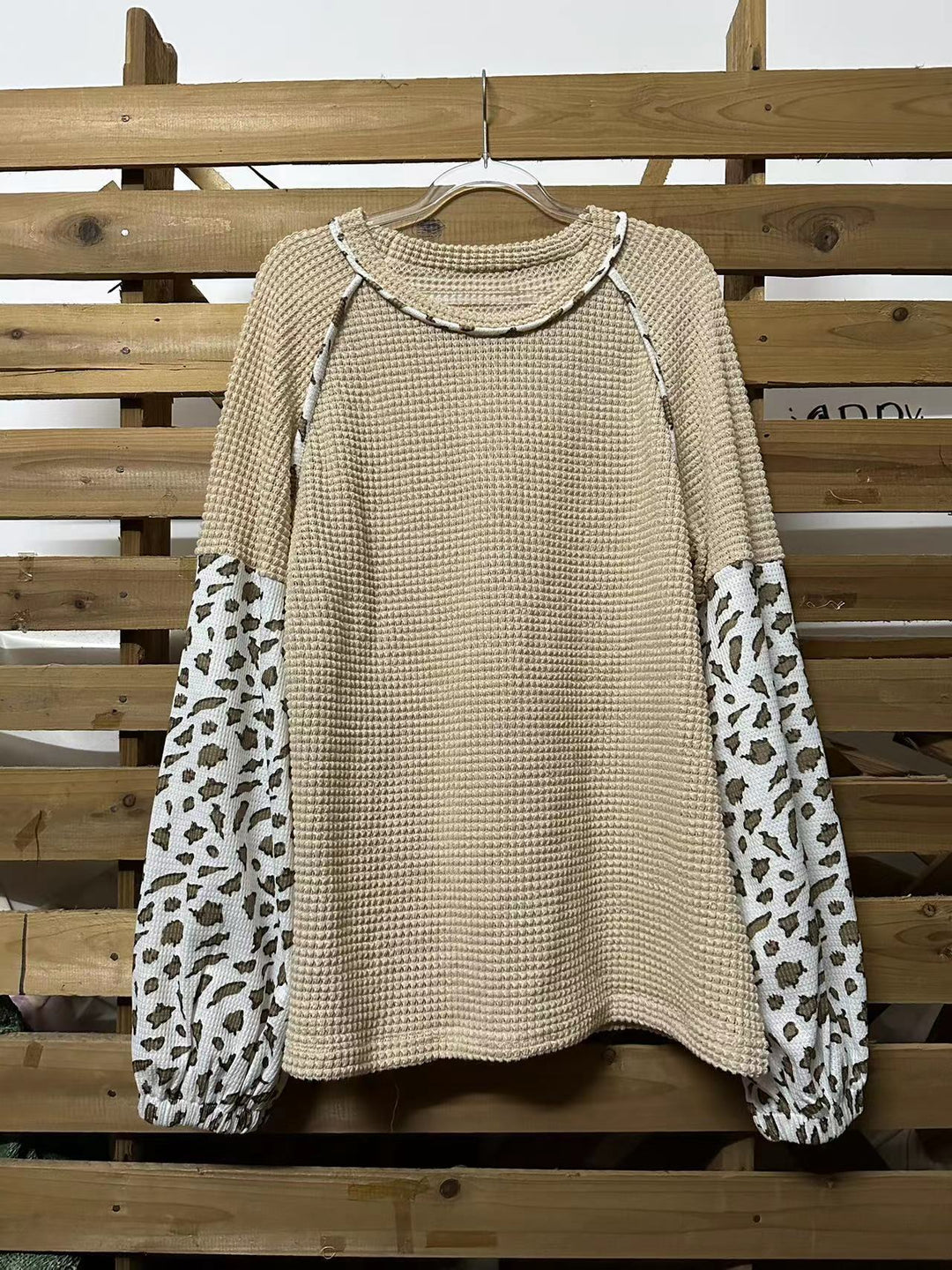 Pullover Women Winter Leopard Print Loose Leopard Splicing Women Sweater