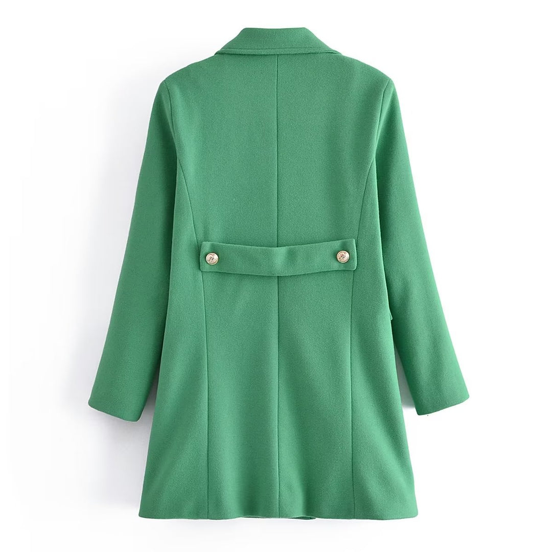 Women Clothing French Double Row Ornament Collared Slim Overcoat Coat