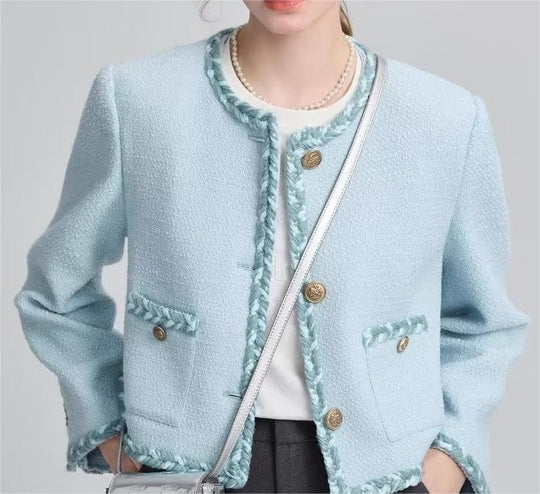 Tweed Coat for Women Spring Elegant Three Dimensional Ribbon Chanel  Jacket Top