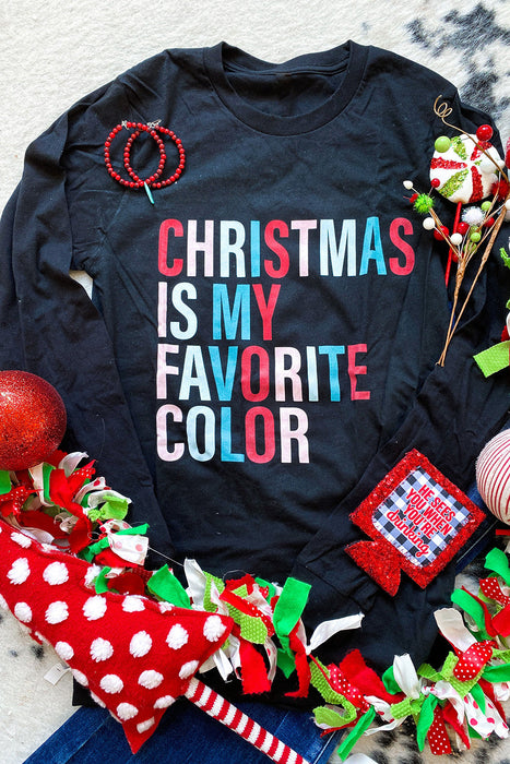 Black Christmas Is My Favorite Color Long Sleeve Graphic Tee