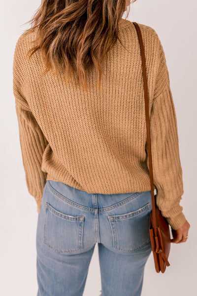 Mixed Knit Round Neck Sweater