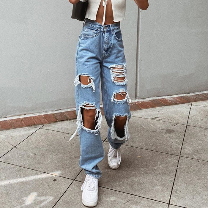Women Jeans Ripped Slimming Washed Women Jeans Trousers