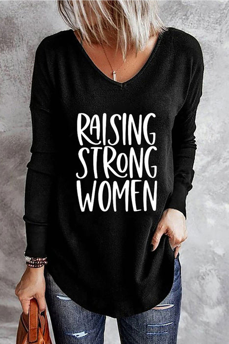 RAISING STRONG WOMEN Graphic V-Neck Top