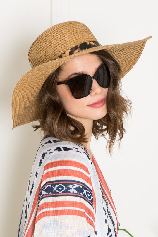 Justin Taylor Printed Belt Sunhat in Beige - BEAUTY COSMOTICS SHOP