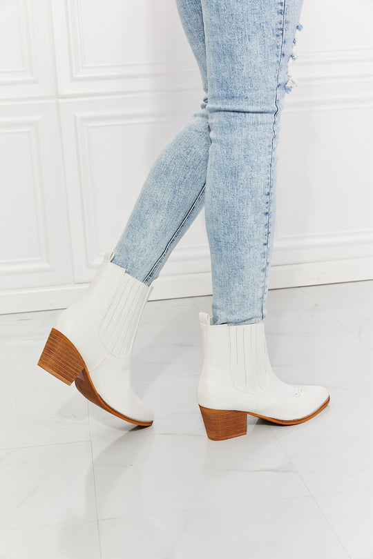 MMShoes Love the Journey Stacked Heel Chelsea Boot in White - BEAUTY COSMOTICS SHOP