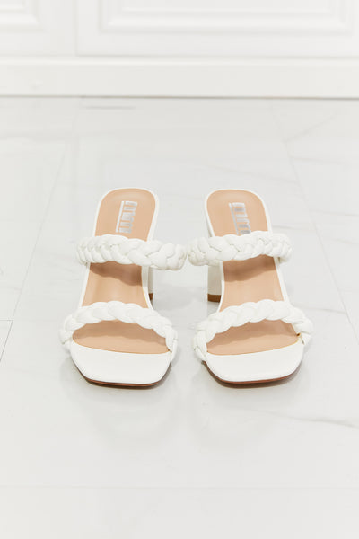 MMShoes In Love Double Braided Block Heel Sandal in White - BEAUTY COSMOTICS SHOP
