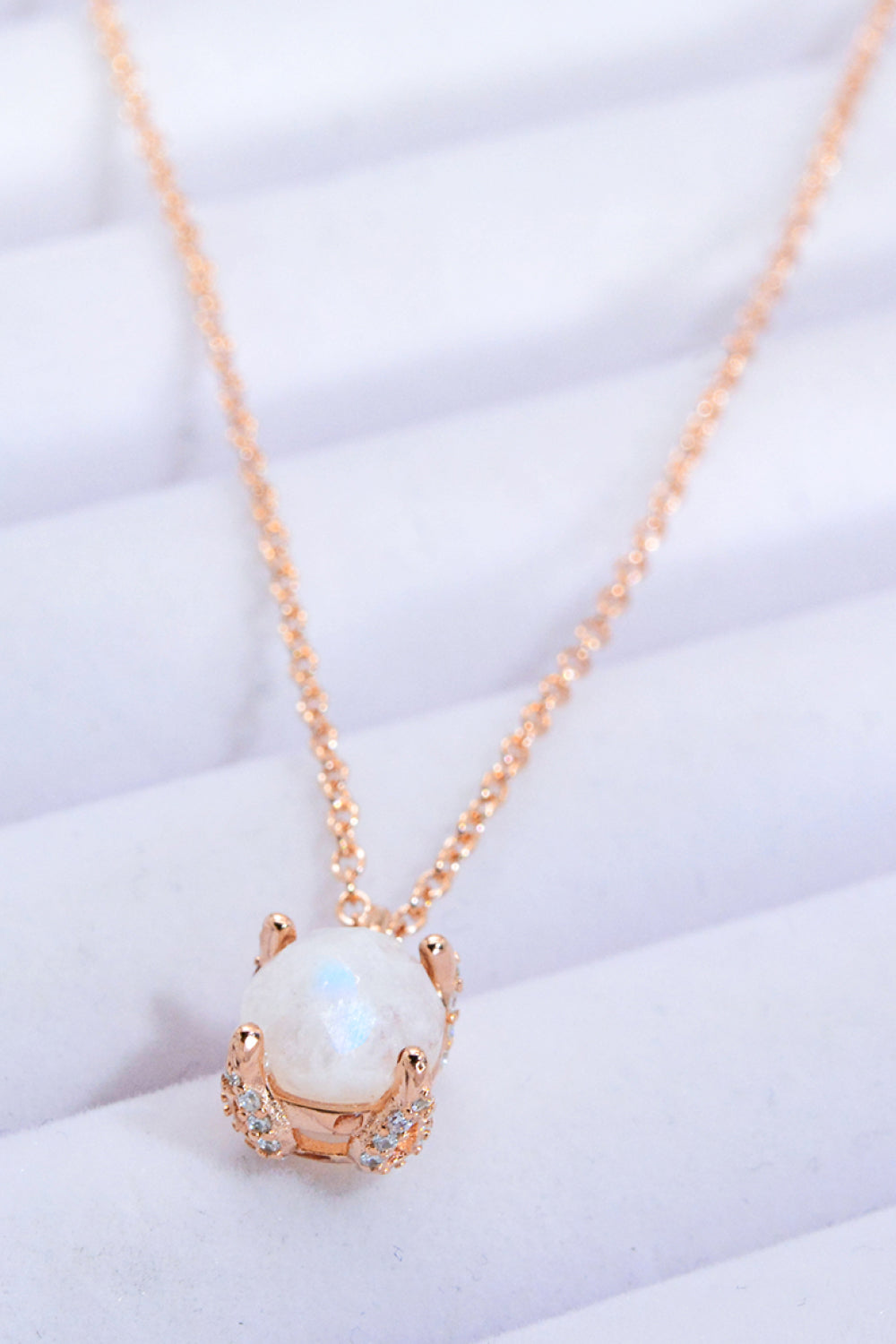 Platinum-Plated Natural Moonstone Pendant Necklace