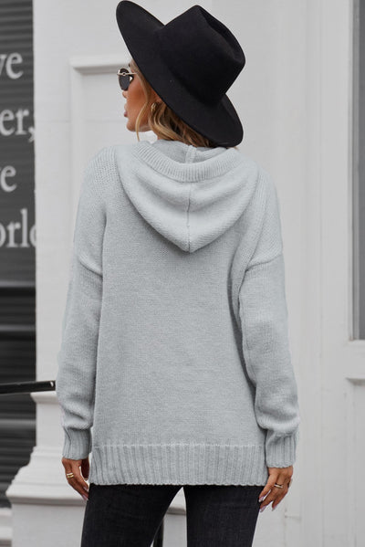 Drawstring Detail Hooded Sweater with Kangaroo Pocket
