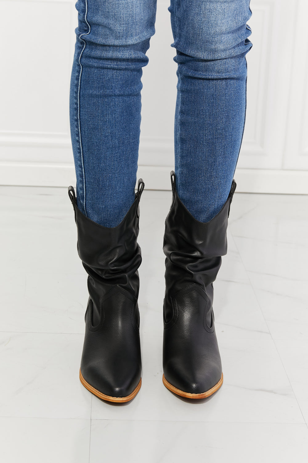 MMShoes Better in Texas Scrunch Cowboy Boots in Black - BEAUTY COSMOTICS SHOP
