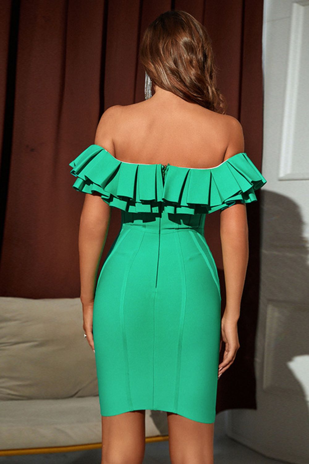 Layered Off-Shoulder Seam Detail Mini Dress