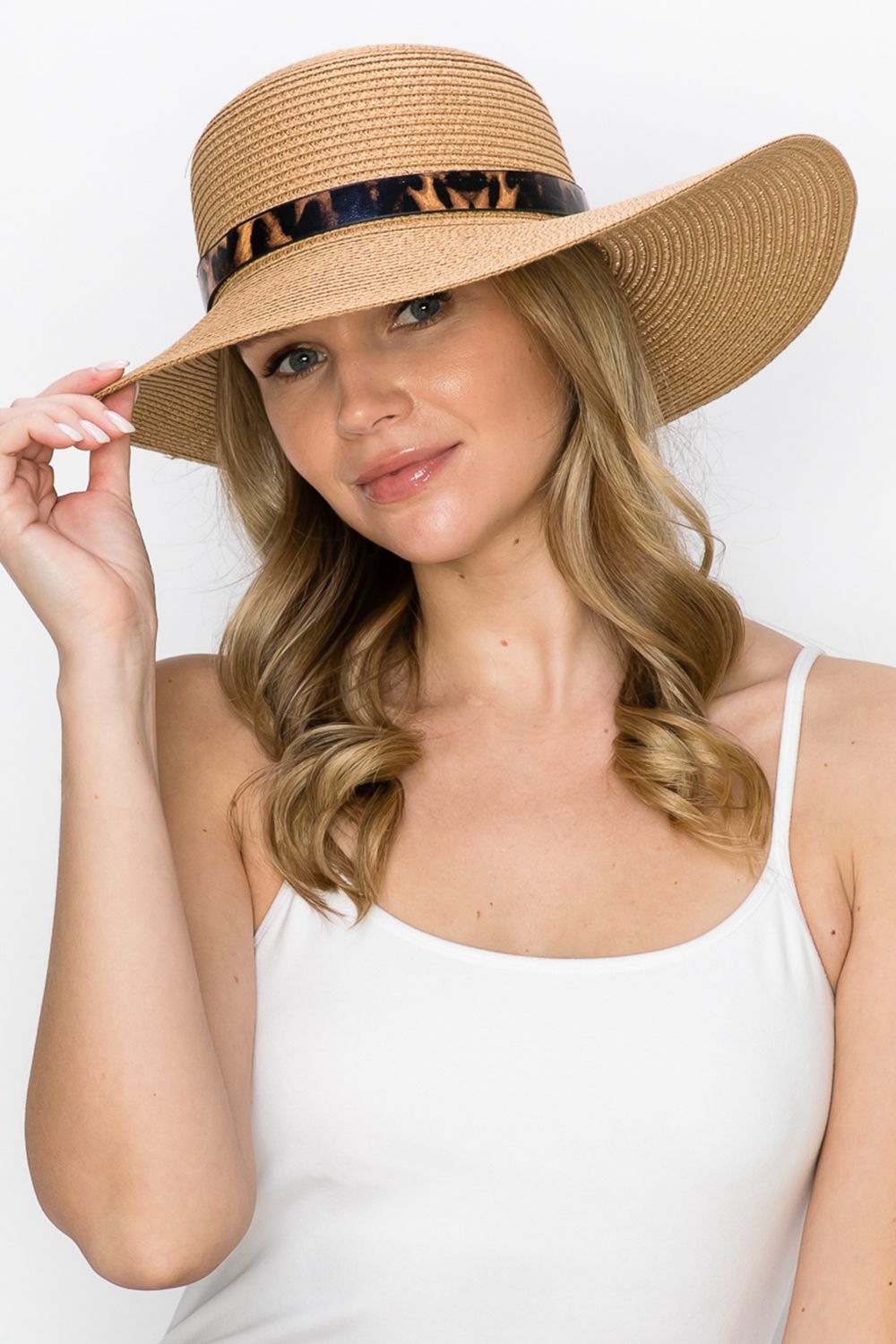 Justin Taylor Printed Belt Sunhat in Beige - BEAUTY COSMOTICS SHOP
