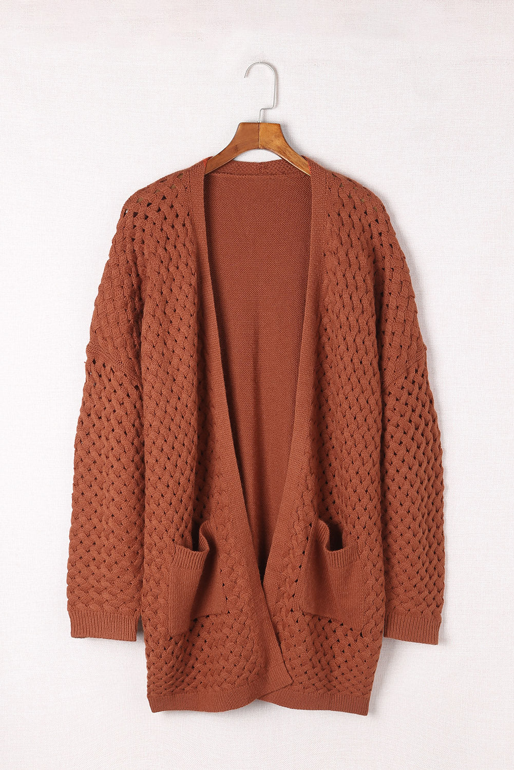 Woven Open Front Longline Cardigan with Pockets