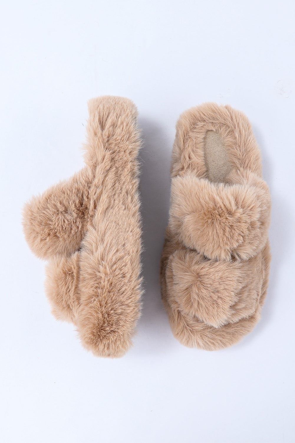 Brown Winter Plush Hollow Out Slippers