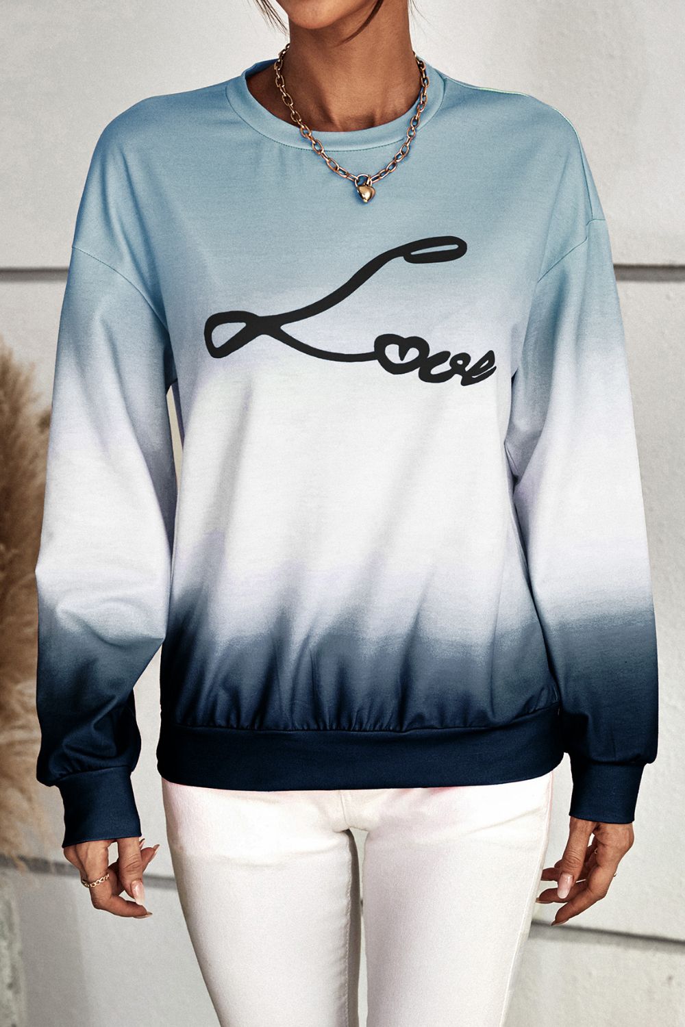 Gradient LOVE Dropped Shoulder Sweatshirt