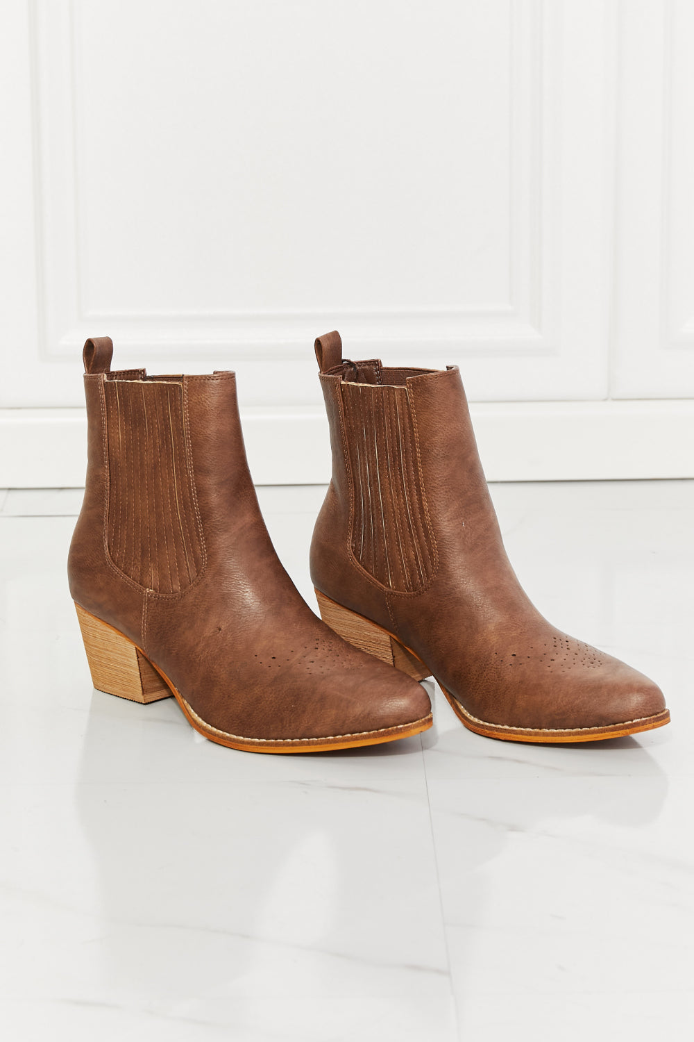 MMShoes Love the Journey Stacked Heel Chelsea Boot in Chestnut - BEAUTY COSMOTICS SHOP