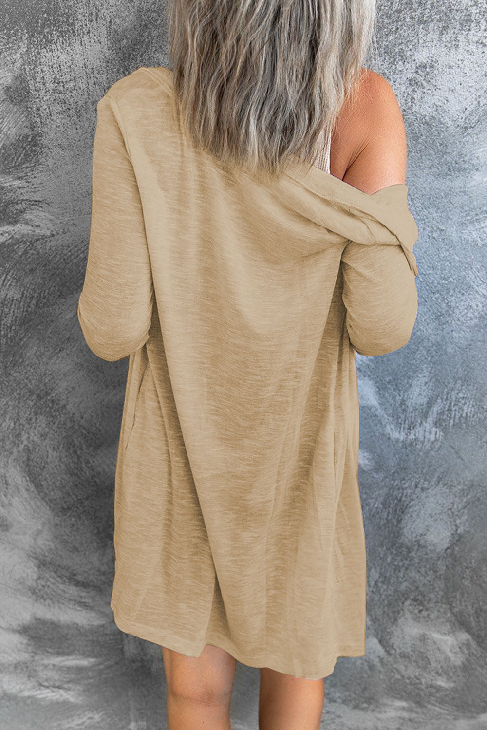 Brown Casual Button Front Long Cover Up