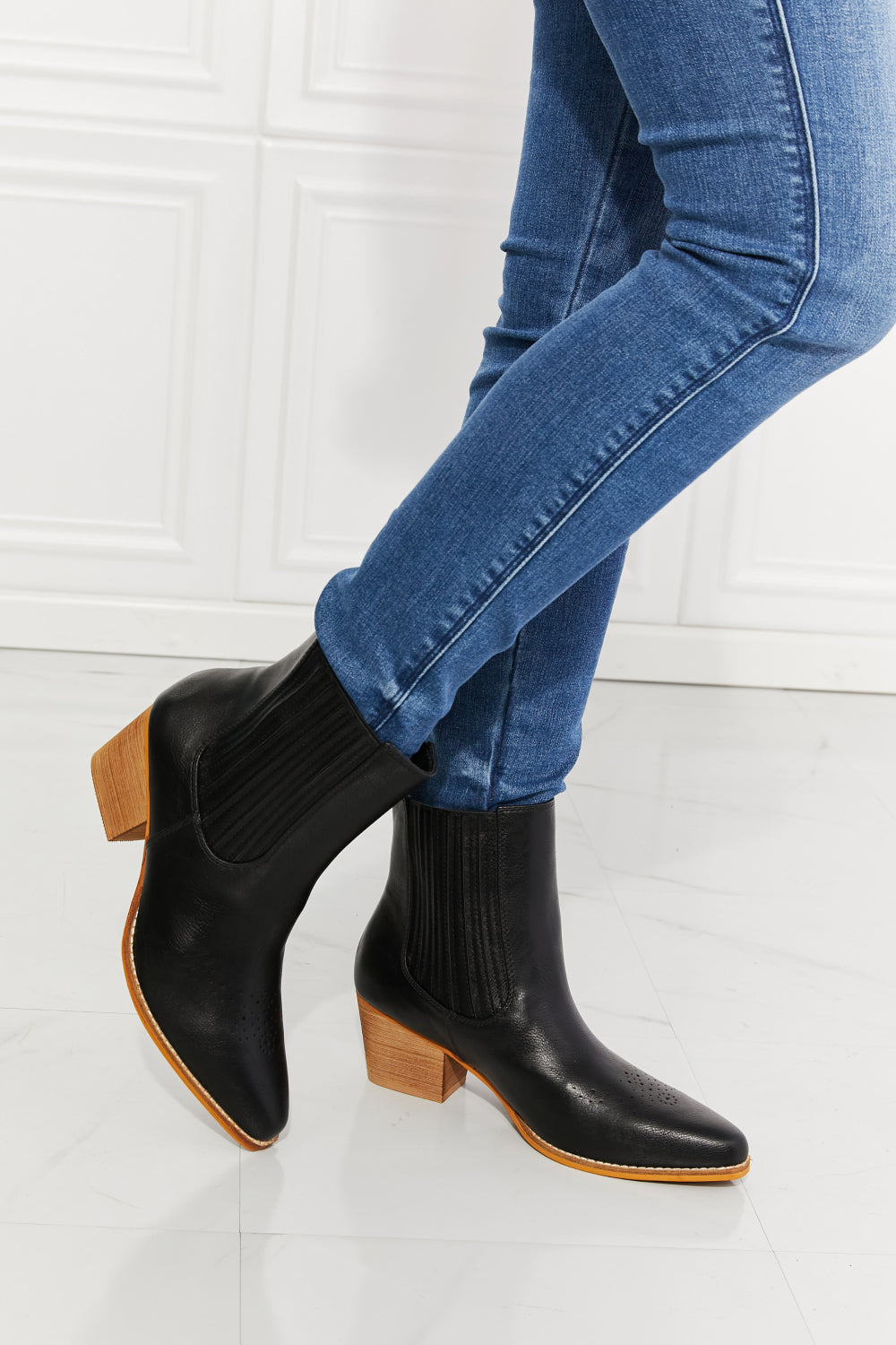 MMShoes Love the Journey Stacked Heel Chelsea Boot in Black - BEAUTY COSMOTICS SHOP