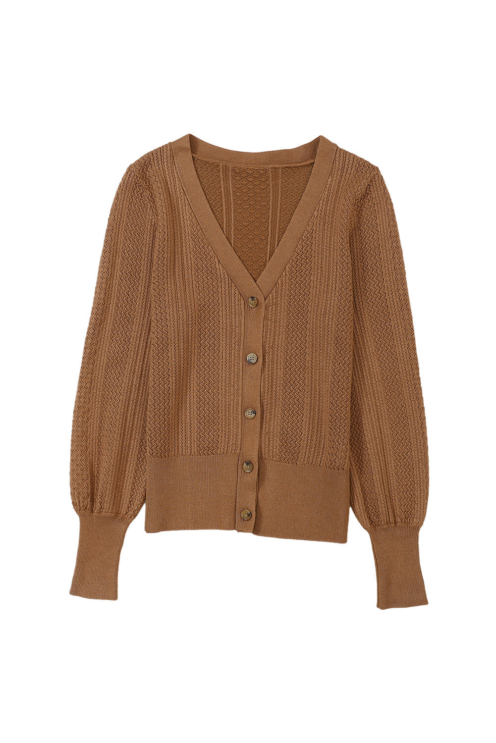 Cypress Casual V Neck Buttoned Up Textured Cardigan