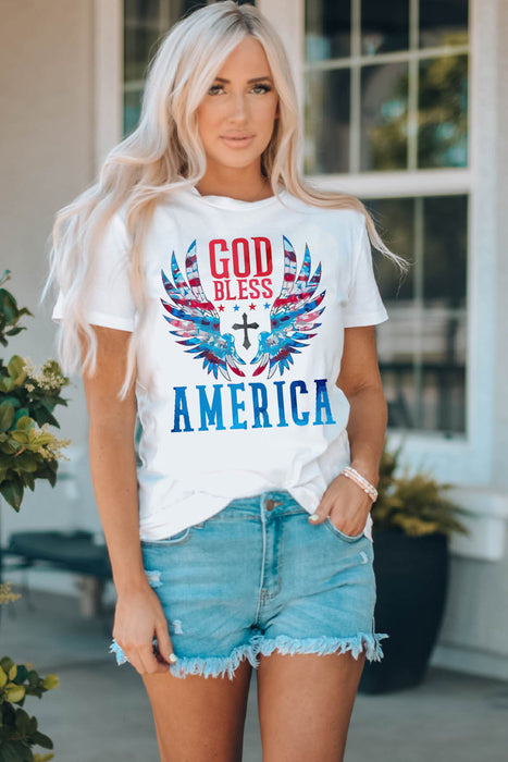 GOD BLESS AMERICA Cuffed Tee Shirt