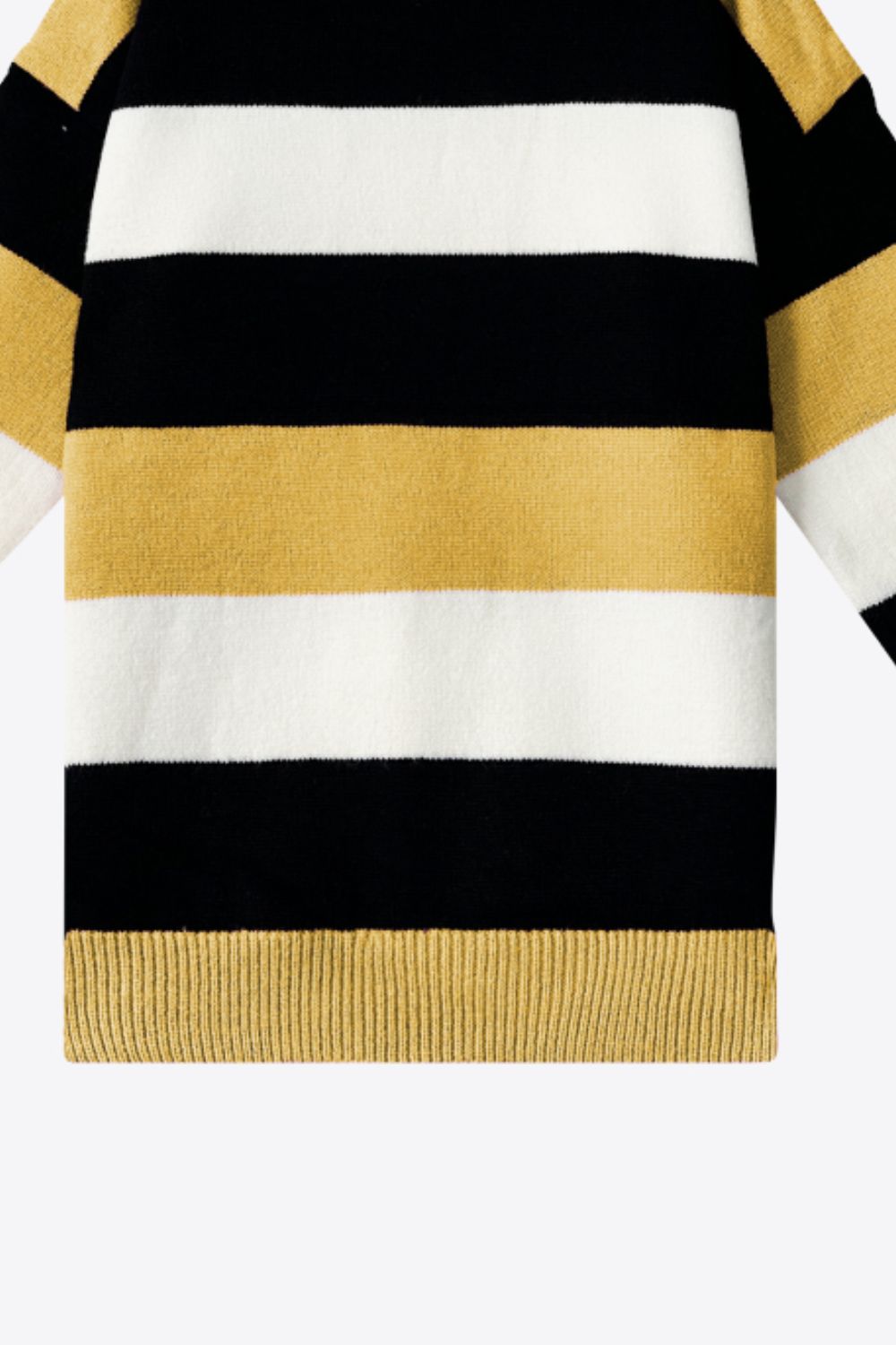 Tricolor Stripe Drop Shoulder Ribbed Trim Sweater