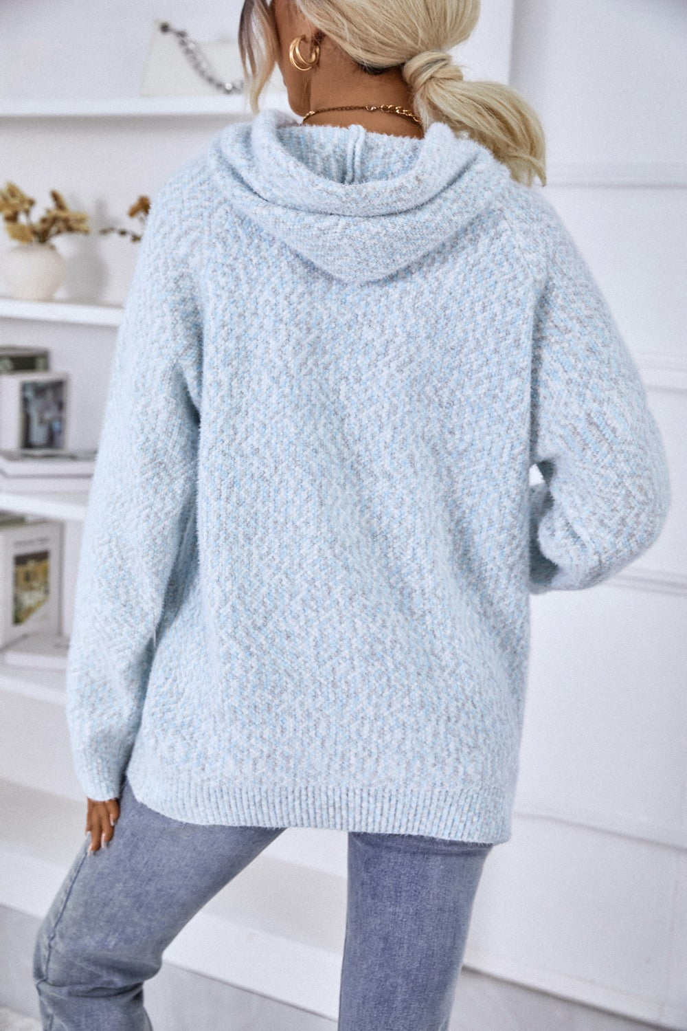 Graphic Drawstring Detail Hooded Sweater