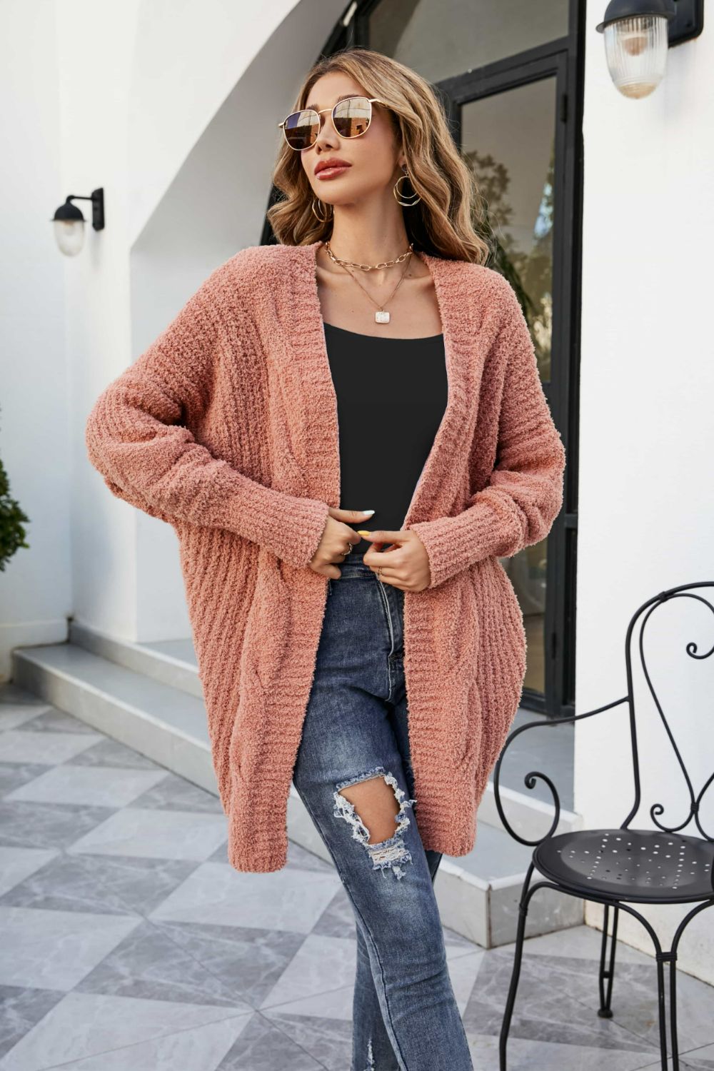 Chunky Knit Open Front Cardigan