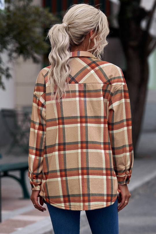 Plaid Button-Up Shacket with Breast Pockets