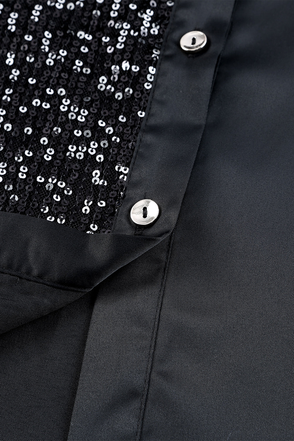 Sequin Button Front High-Low Shirt Dress