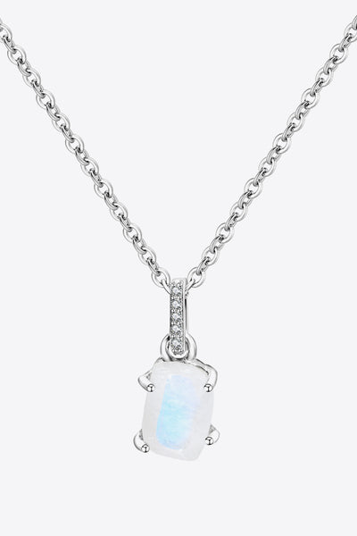 Natural Moonstone 4-Prong Pendant Necklace
