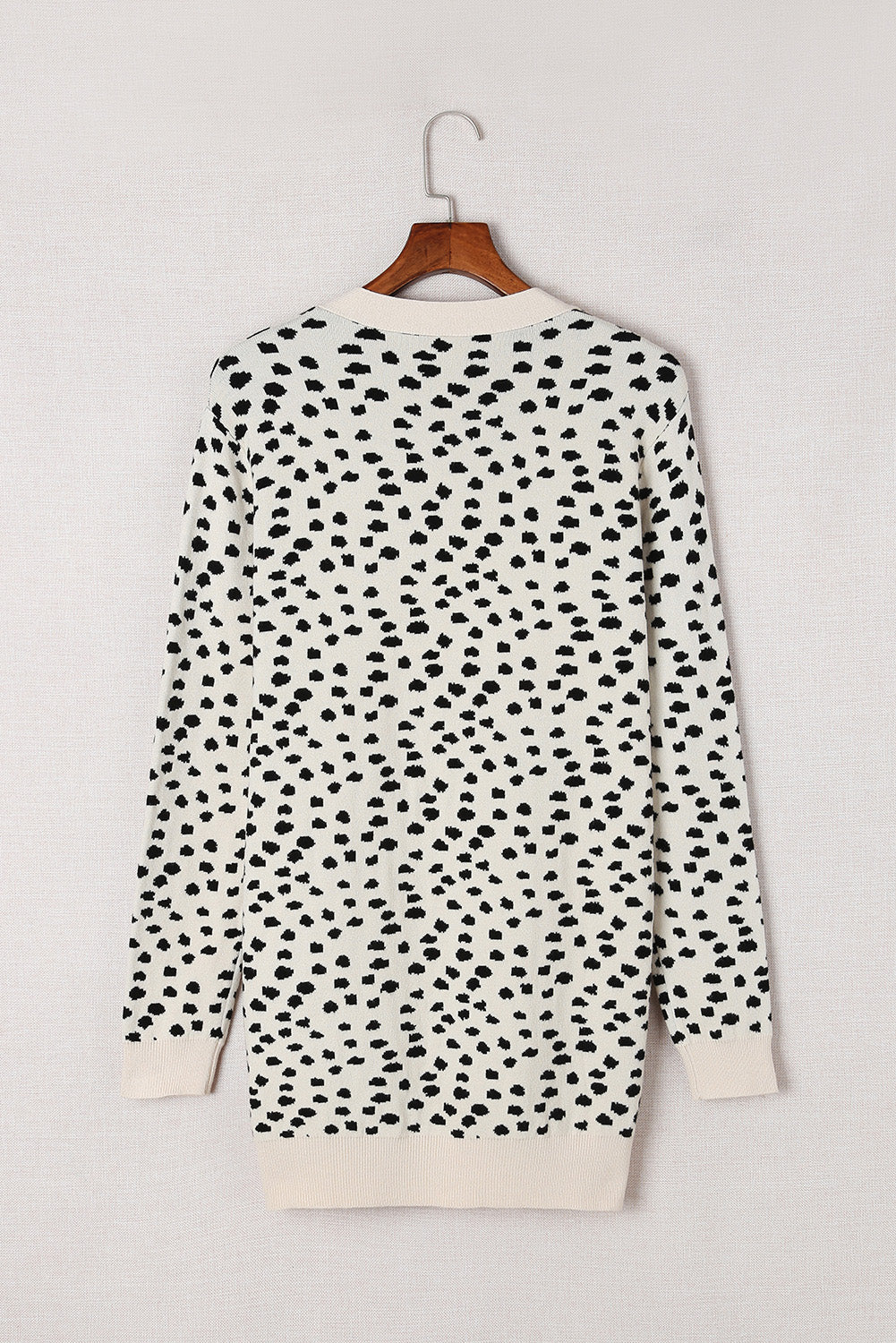 Apricot Dotted Print Open Front Knit Cardigan