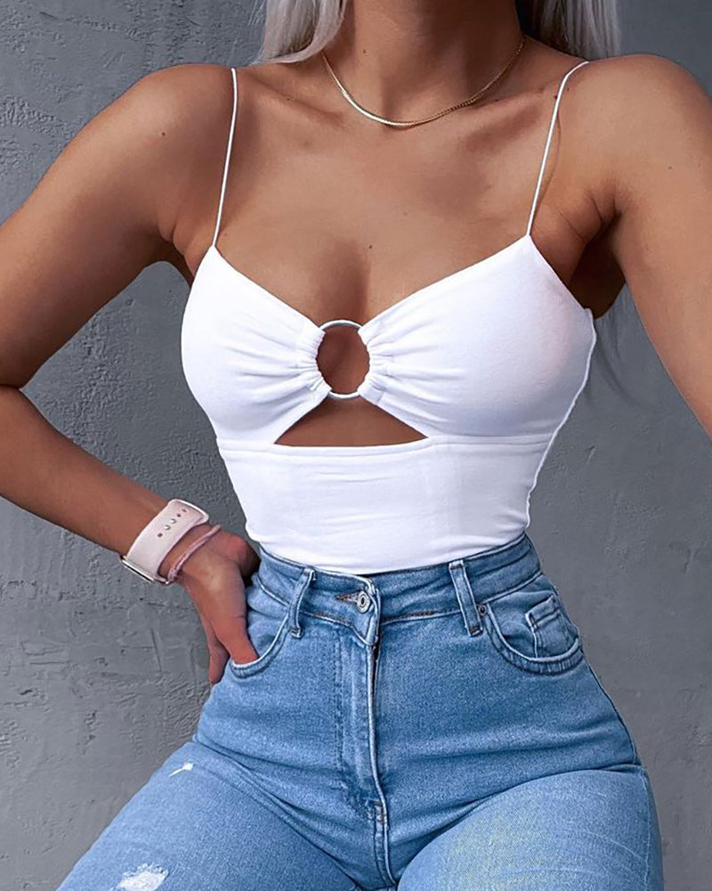 Summer Women White Hollow out Camisole Top