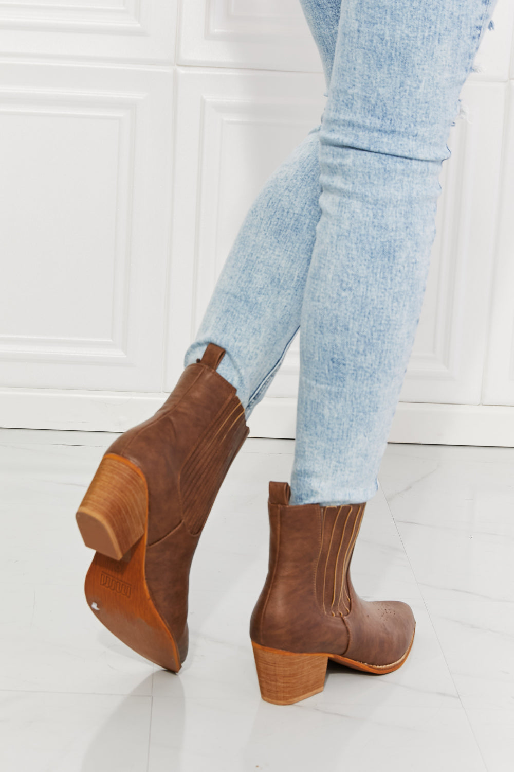 MMShoes Love the Journey Stacked Heel Chelsea Boot in Chestnut - BEAUTY COSMOTICS SHOP