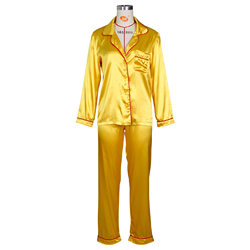 Pajamas Women Spring Summer Imitation Silk Long Sleeve Ice Silk Cardigan Suit  plus Size Thin Homewear
