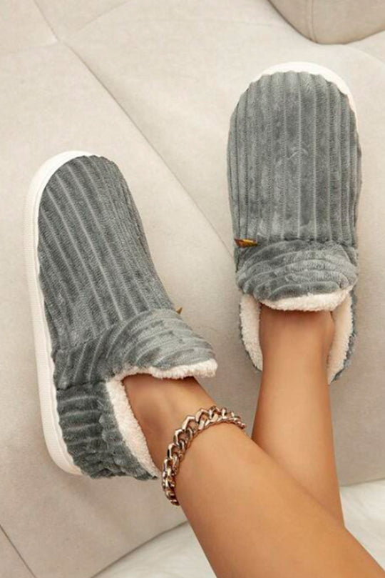 Real Teal Ribbed Round Toe Slip On Winter Slippers