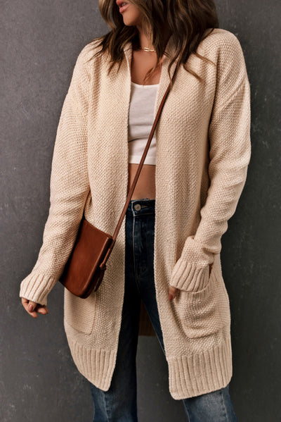 Open Front Hooded Cardigan with Pockets