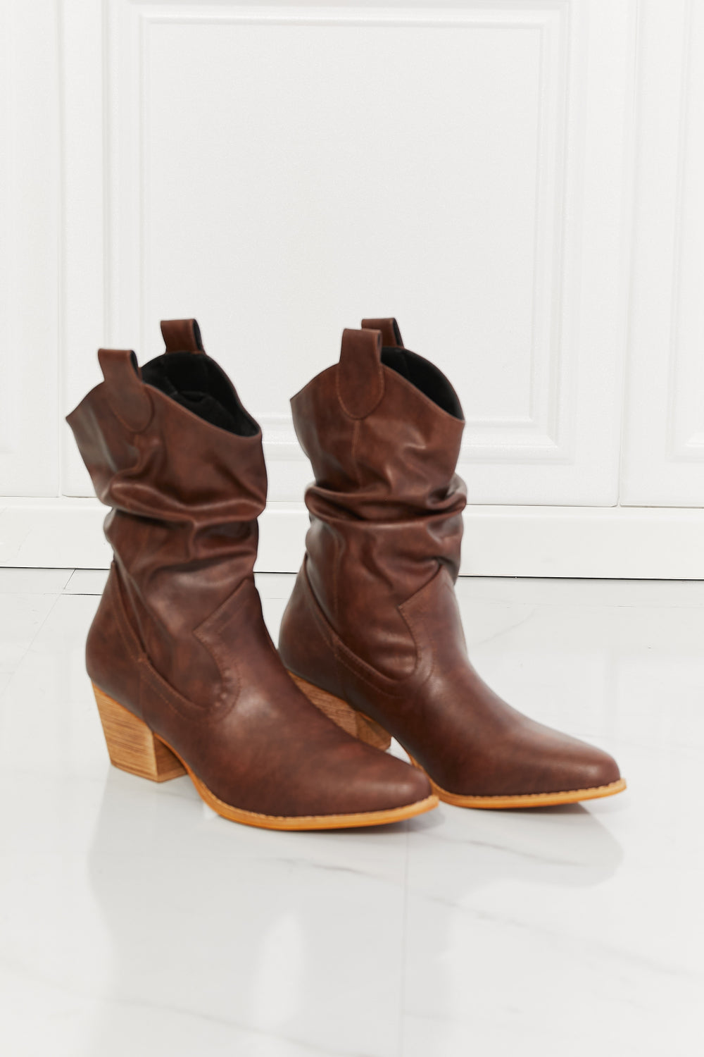 MMShoes Better in Texas Scrunch Cowboy Boots in Brown - BEAUTY COSMOTICS SHOP