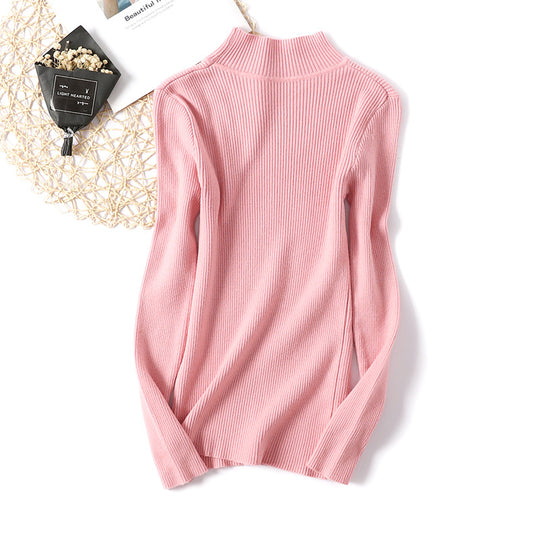 Mock Neck Sweater Women Autumn Winter Sweaters Women Slim Fit Pullover Knitted Bottoming Shirt