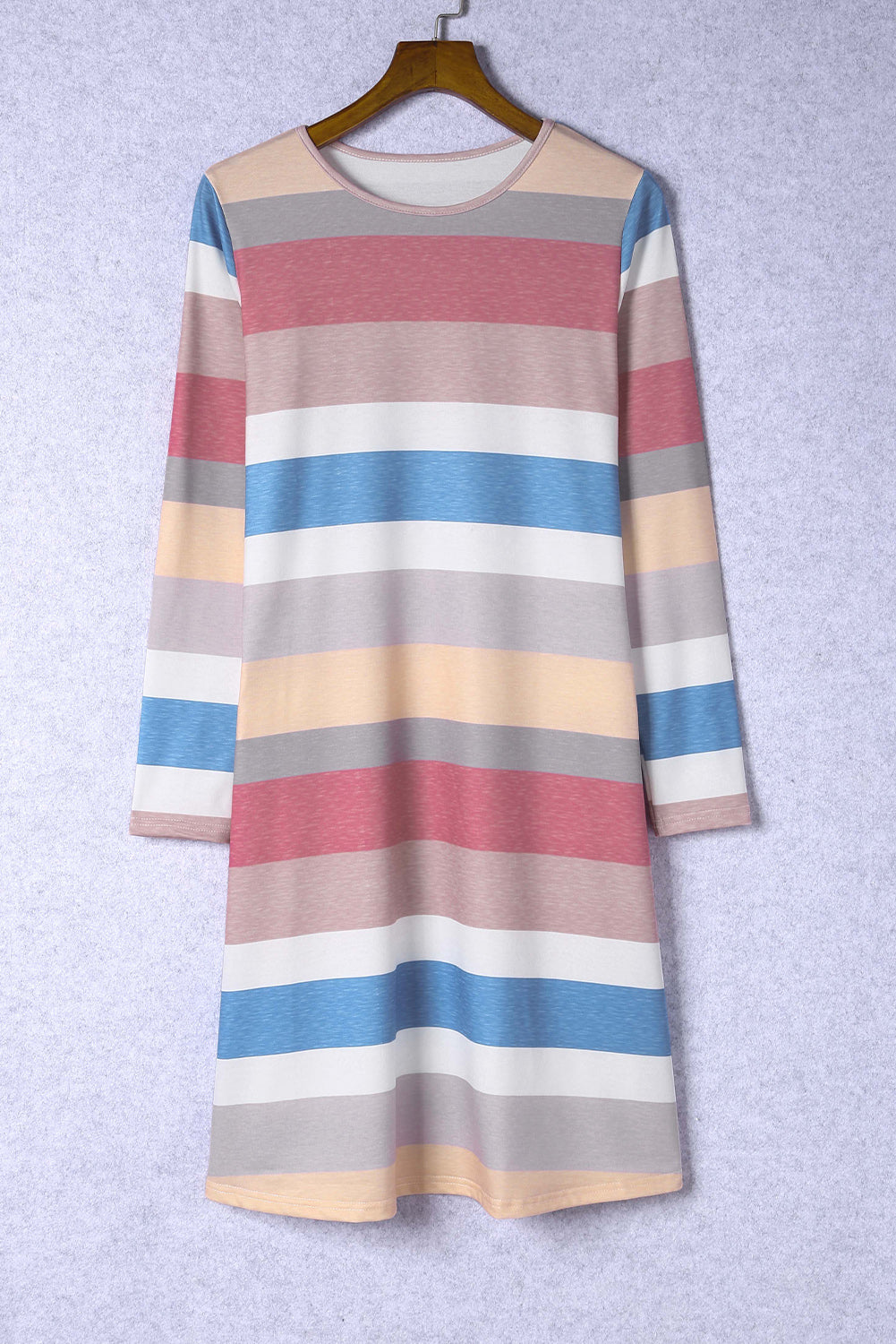 Rainbow Stripe Long Sleeve Dress