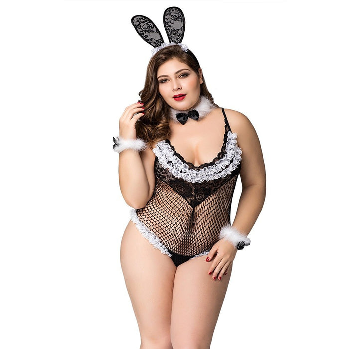 Plus Size Girls Sexy Lingerie Lady Sexy Cosplay   Hollow-out Bunny Sexy Uniform