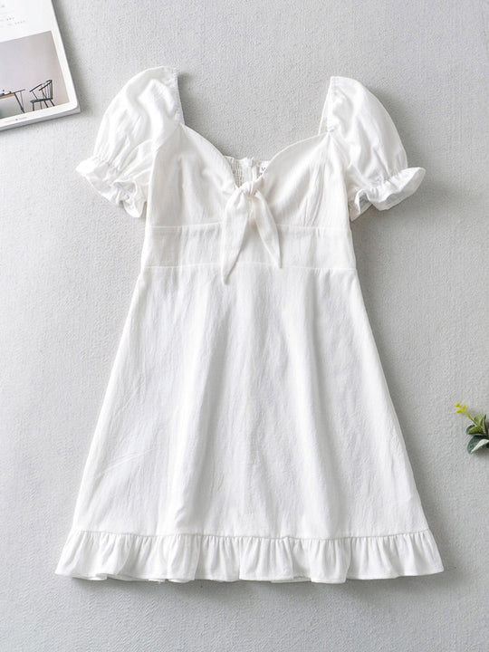 Spring Simple All-Match Chest Lace up Dress