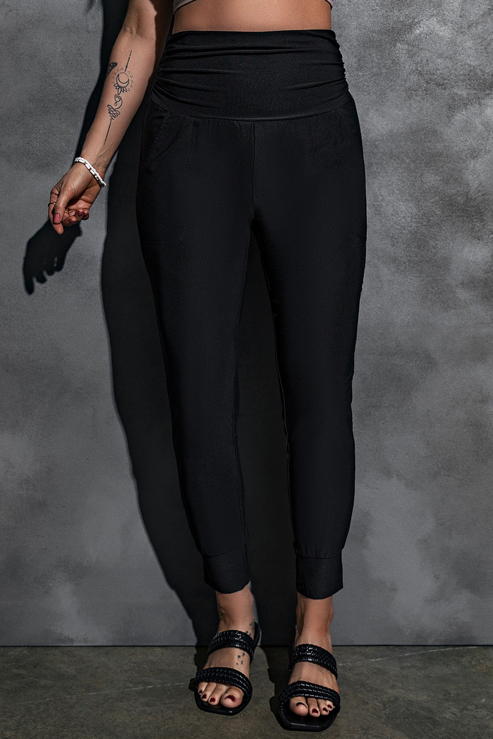 High-Rise Wide Waistband Joggers