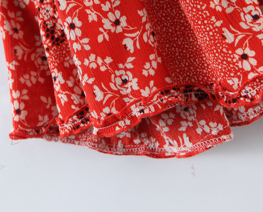 Sundress Spring Summer Women Spaghetti-Strap Floral Print Dress Women Clothing Patchwork Matching