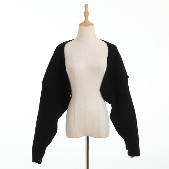 Loose Batwing Sleeve Shawl ide-out Wear Cropped Long Sleeve Knitted Cardigan