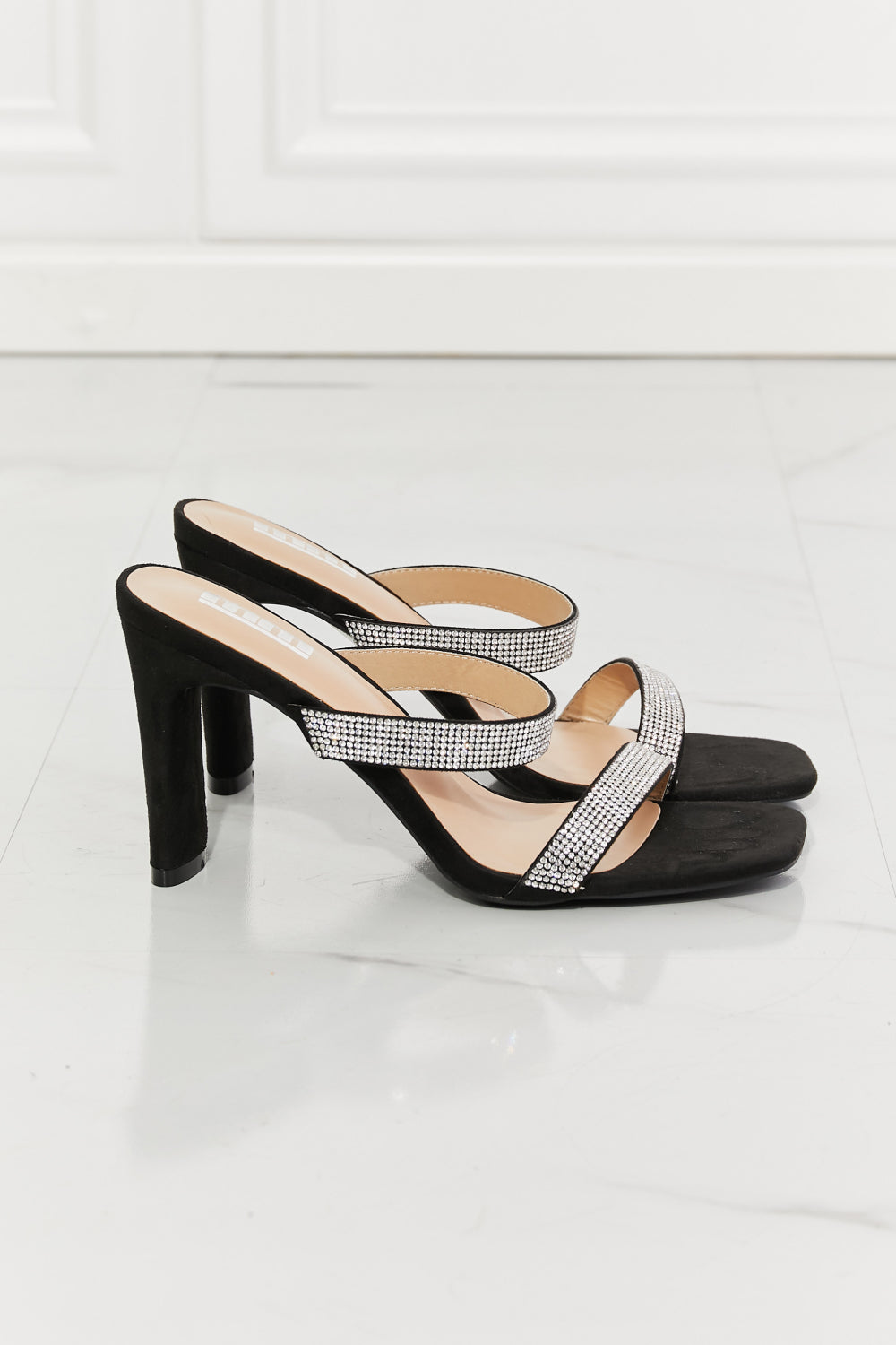 MMShoes Leave A Little Sparkle Rhinestone Block Heel Sandal in Black - BEAUTY COSMOTICS SHOP