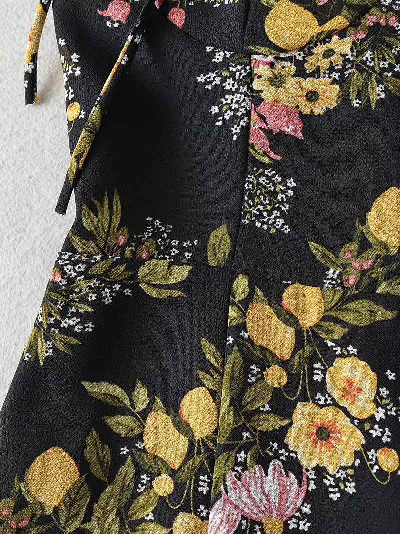 Summer New Print Lace-Up Dress Halter Suspender