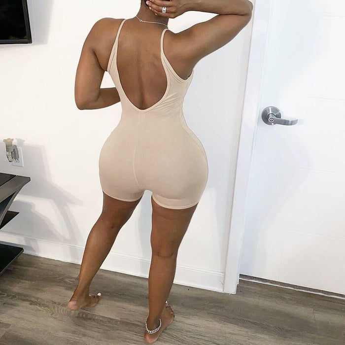 Women Clothing Summer  Solid Color Sexy Tight Sling  Plus Size Romper